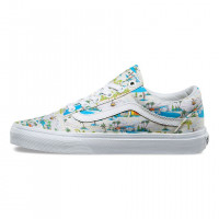 Кеды Vans Old Skool белые с голубым